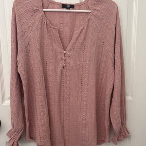 FRYE PINK TEXTURED PEASANT STYLE LONG SLEEVE TOP/NEVER WORN/Medium